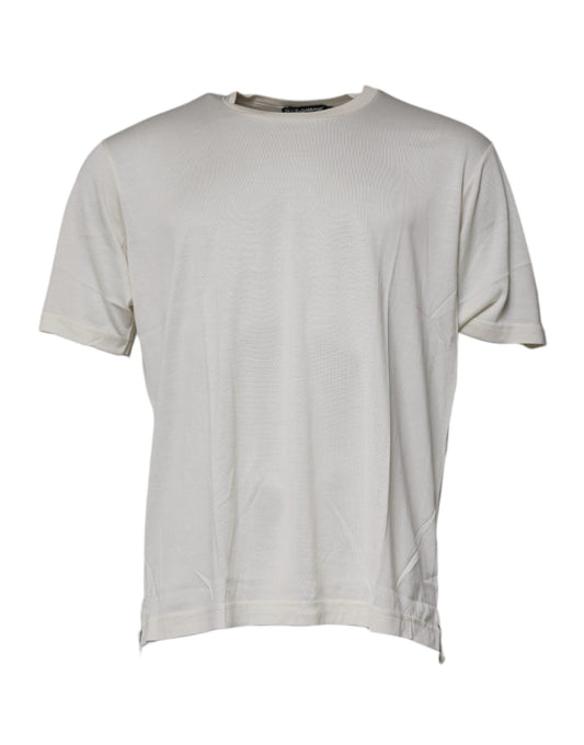 T-shirt à manches courtes et col ras du cou blanc cassé
