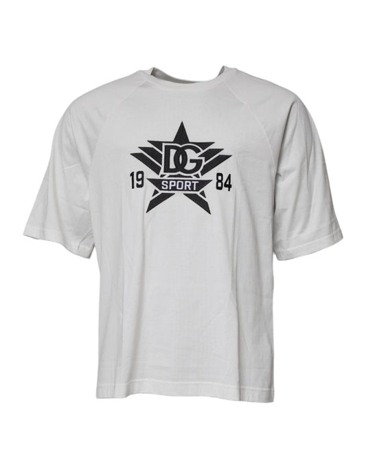 T-shirt blanc à manches courtes et col ras du cou DG Sport