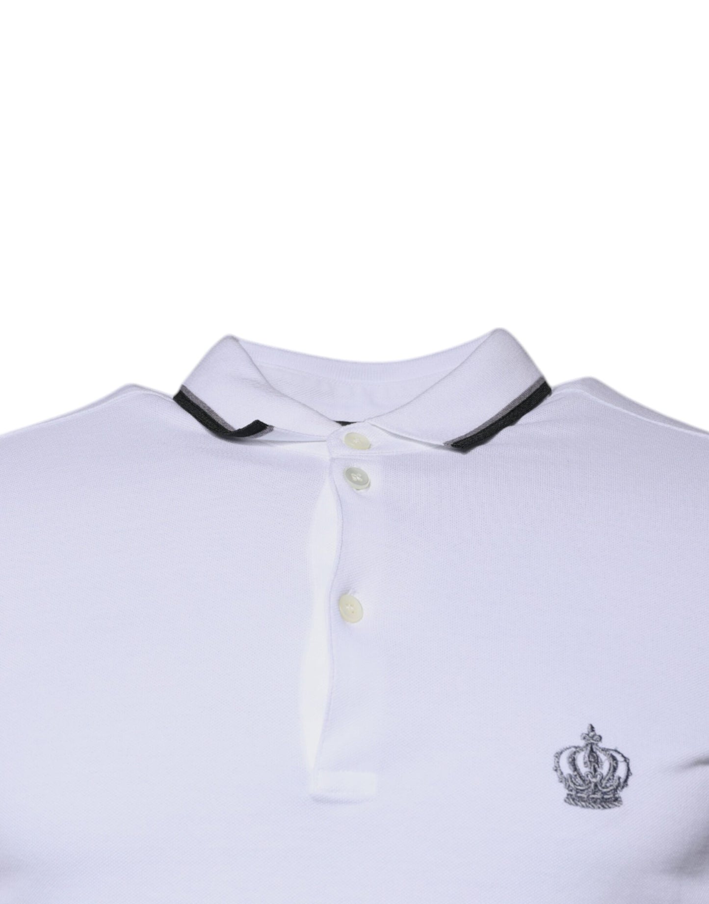 Polo à col couronne en coton blanc