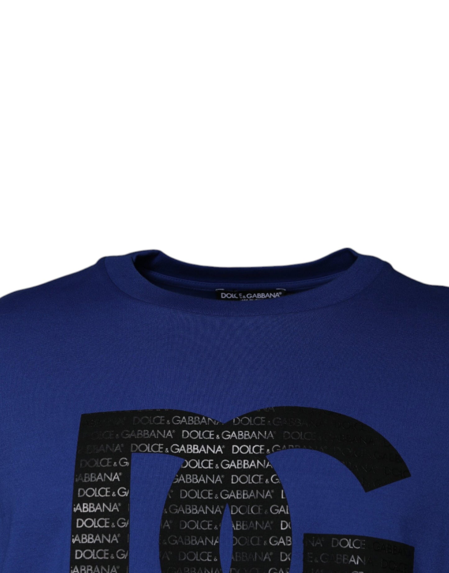 T-shirt ras du cou en coton bleu avec logo imprimé pour homme