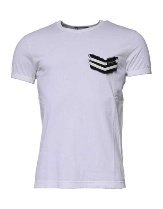 T-shirt à manches courtes et col ras du cou à rayures blanches