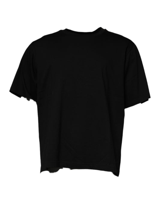 T-shirt noir à col rond et manches courtes