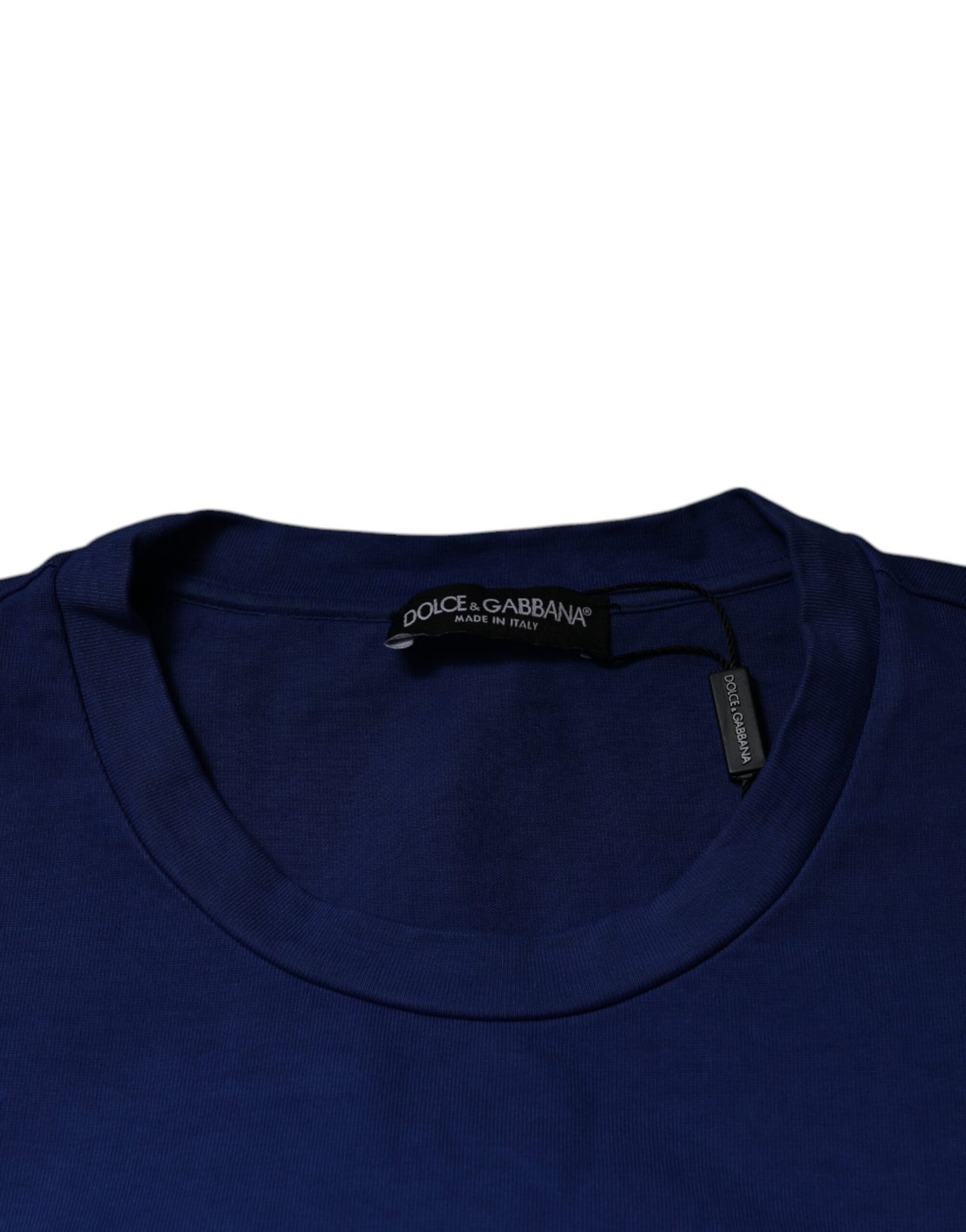 T-shirt col rond en coton à imprimé graphique bleu