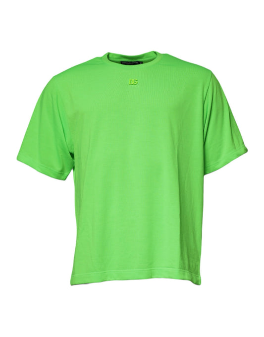 T-shirt ras du cou en coton vert avec logo DG