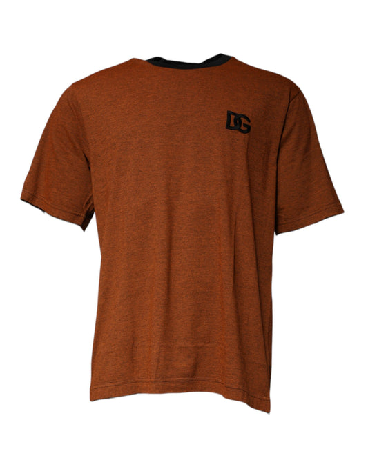 T-shirt ras du cou en coton marron avec logo DG