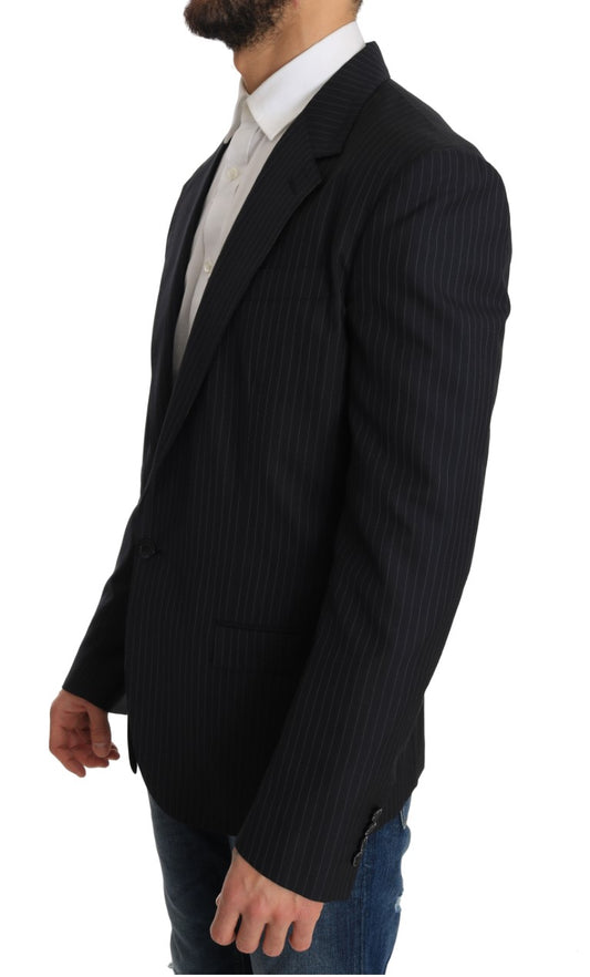 Chaqueta de lana a rayas grises, abrigo, blazer ajustado