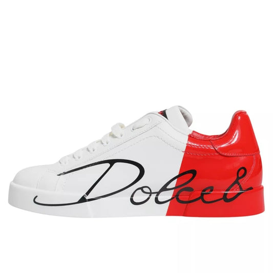 Zapatillas bajas Portofino blancas y rojas