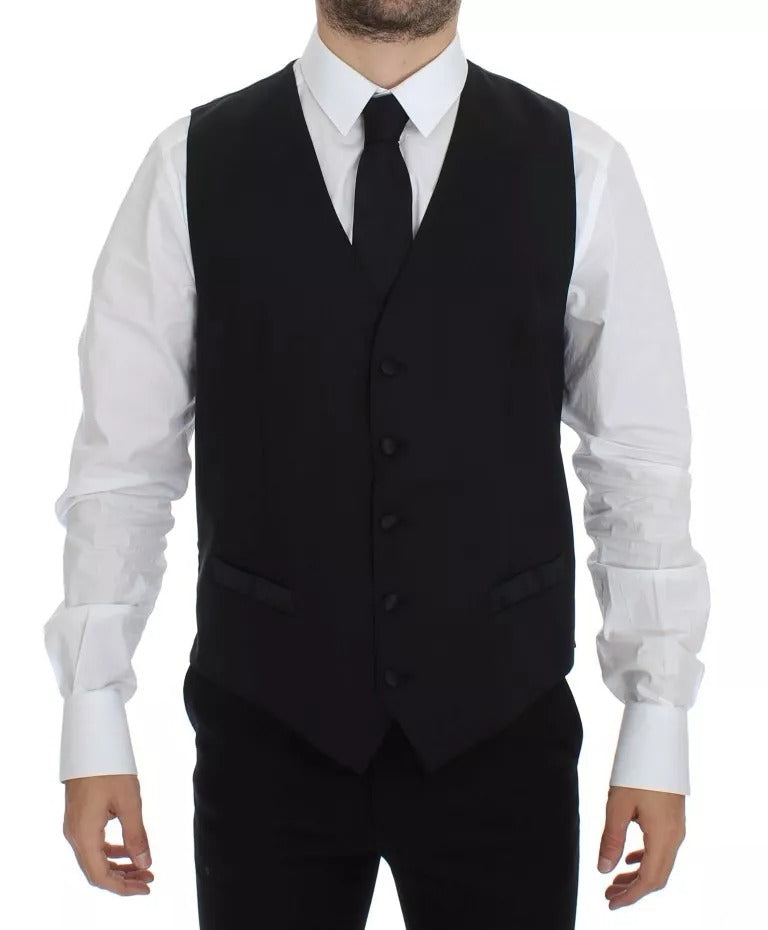 Chaleco de vestir de lana y seda negro