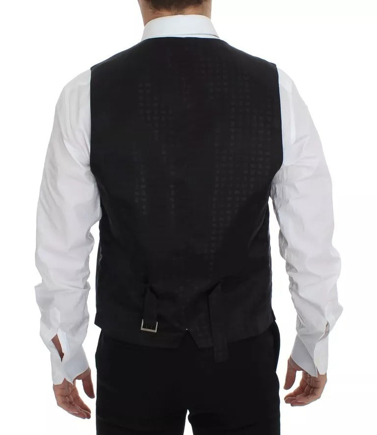 Chaleco de vestir de lana y seda negro