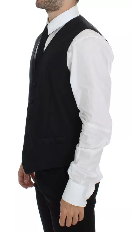 Chaleco de vestir de lana y seda negro