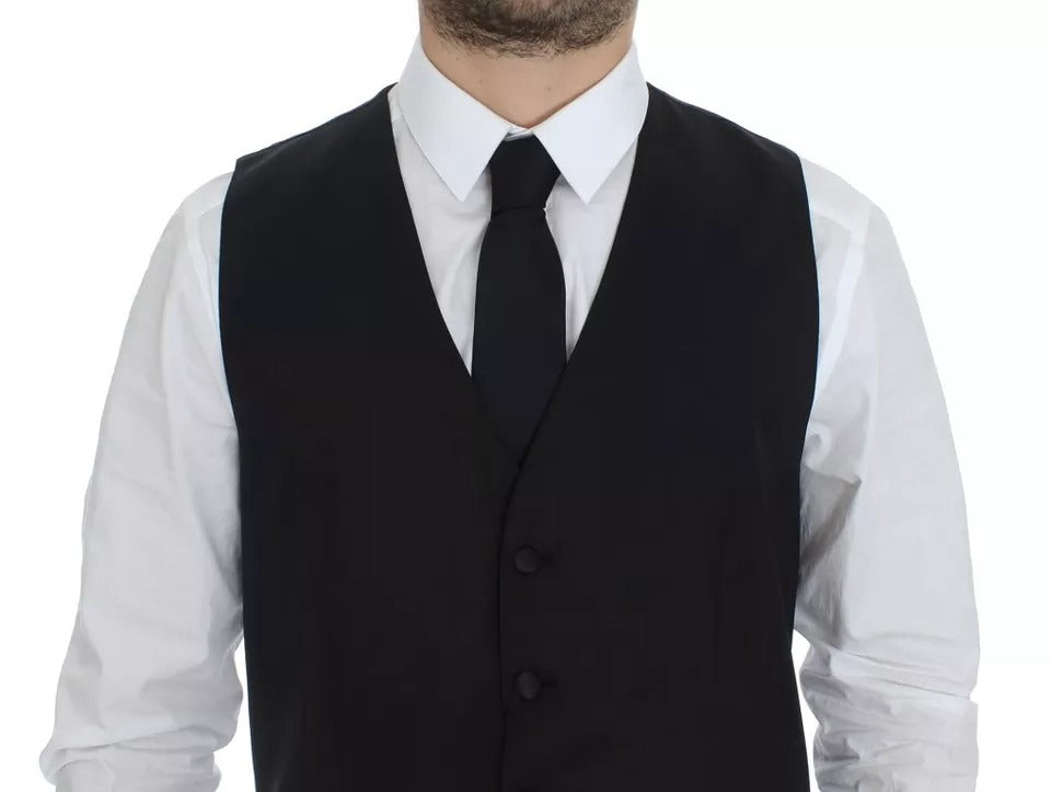 Chaleco de vestir de lana y seda negro