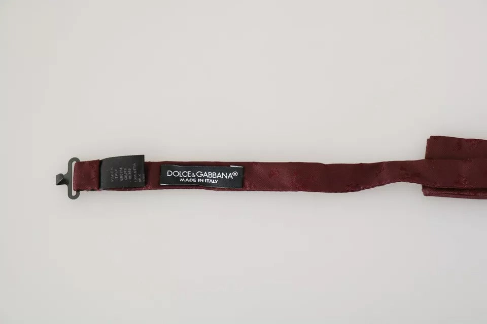 Pajarita ajustable de faille de seda floral burdeos