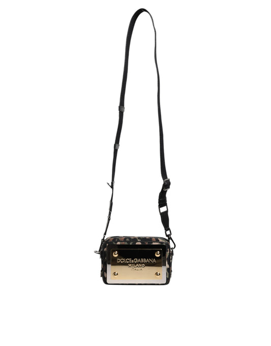 Sac bandoulière multicolore en jacquard léopard avec logo DG