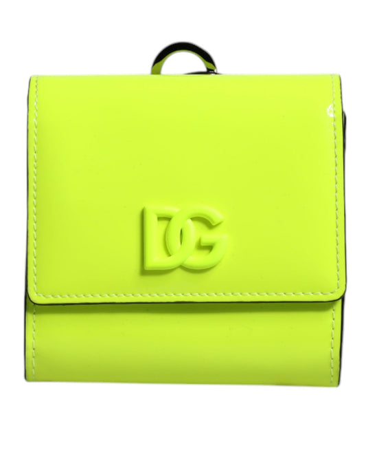 Tarjetero con correa para el cuello, plegable, amarillo y verde, con logotipo DG