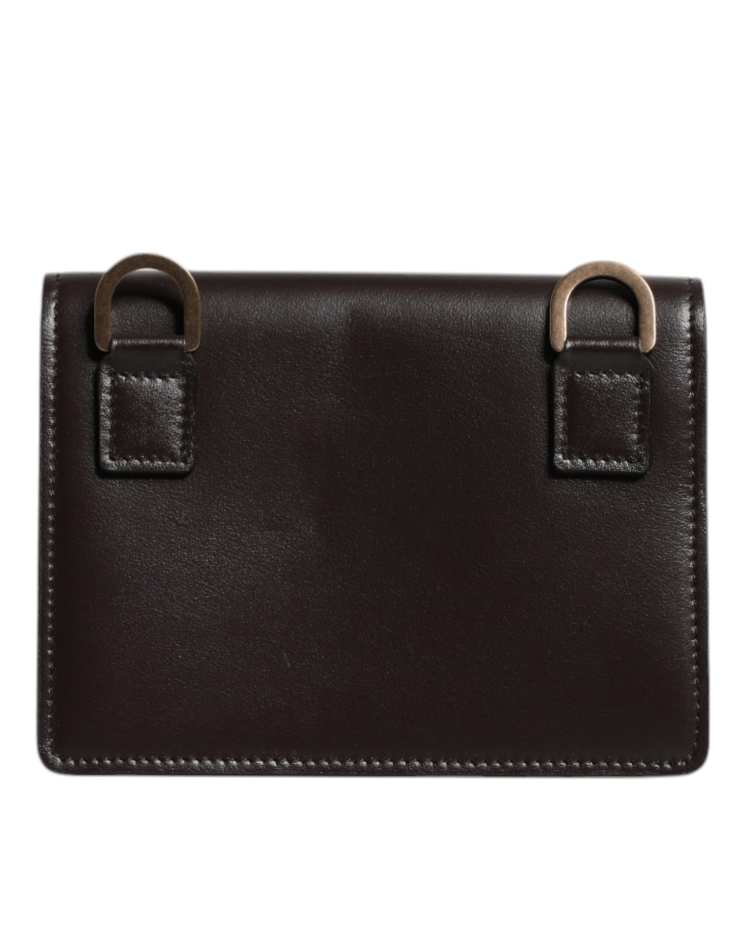 Cartera con correa para el hombro y tarjetero de cuero marrón con logotipo DG