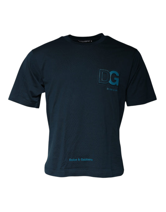 T-shirt ras du cou à manches courtes et logo bleu