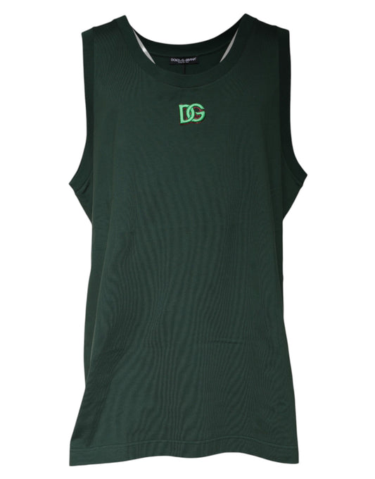 T-shirt débardeur vert sans manches à col rond DG