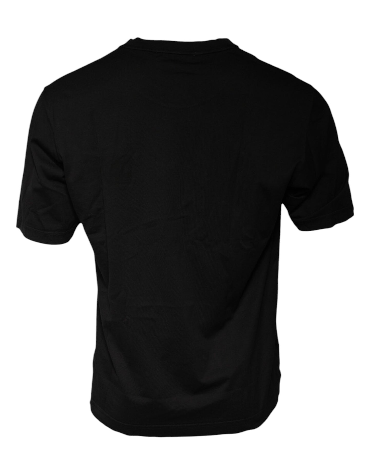 T-shirt noir à manches courtes et col ras du cou en coton