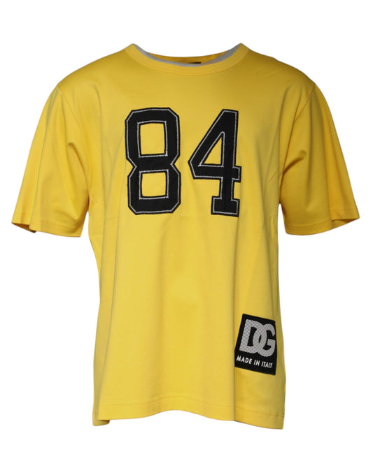 T-shirt jaune à col rond et manches courtes