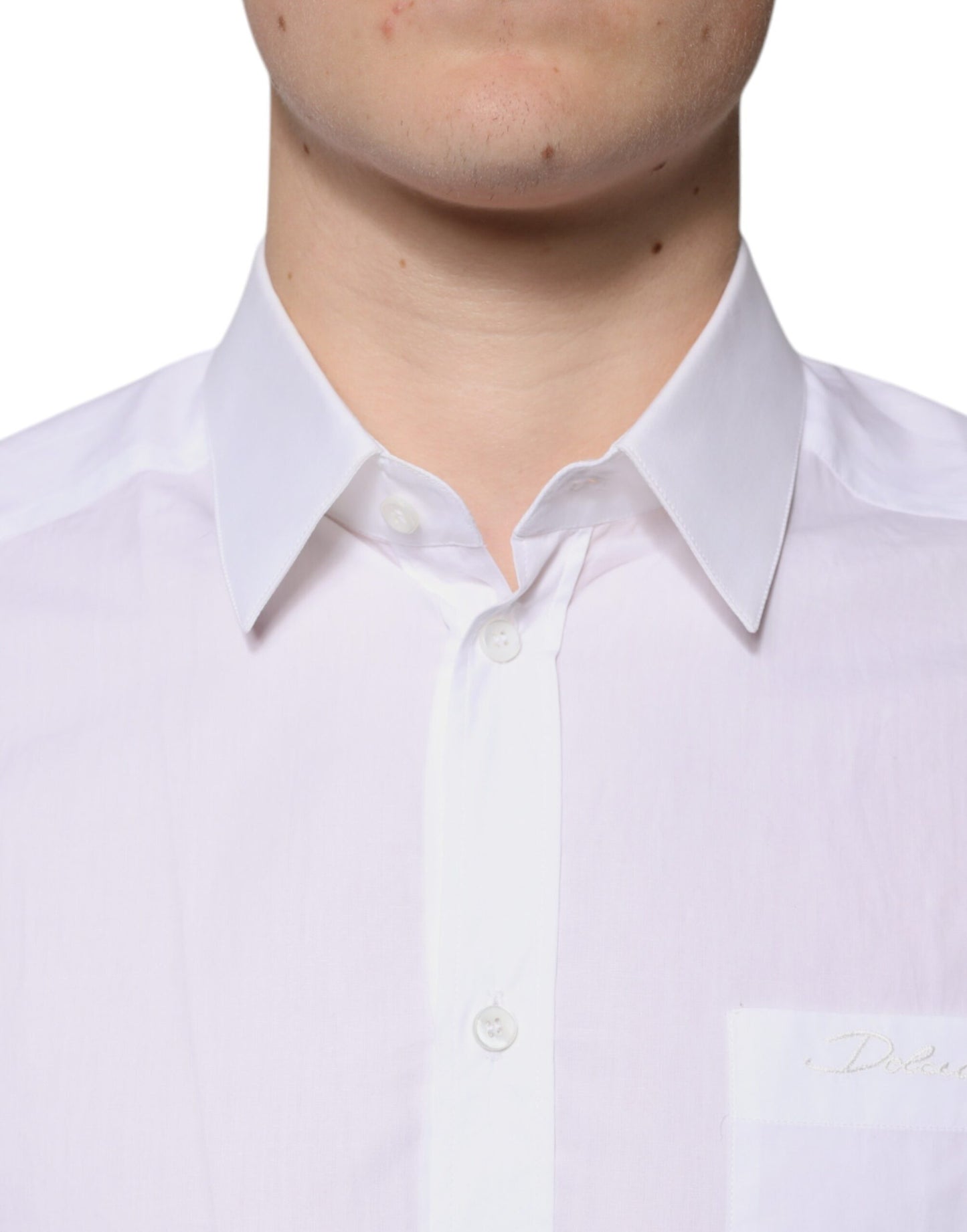 Chemise blanche à manches longues en coton doré