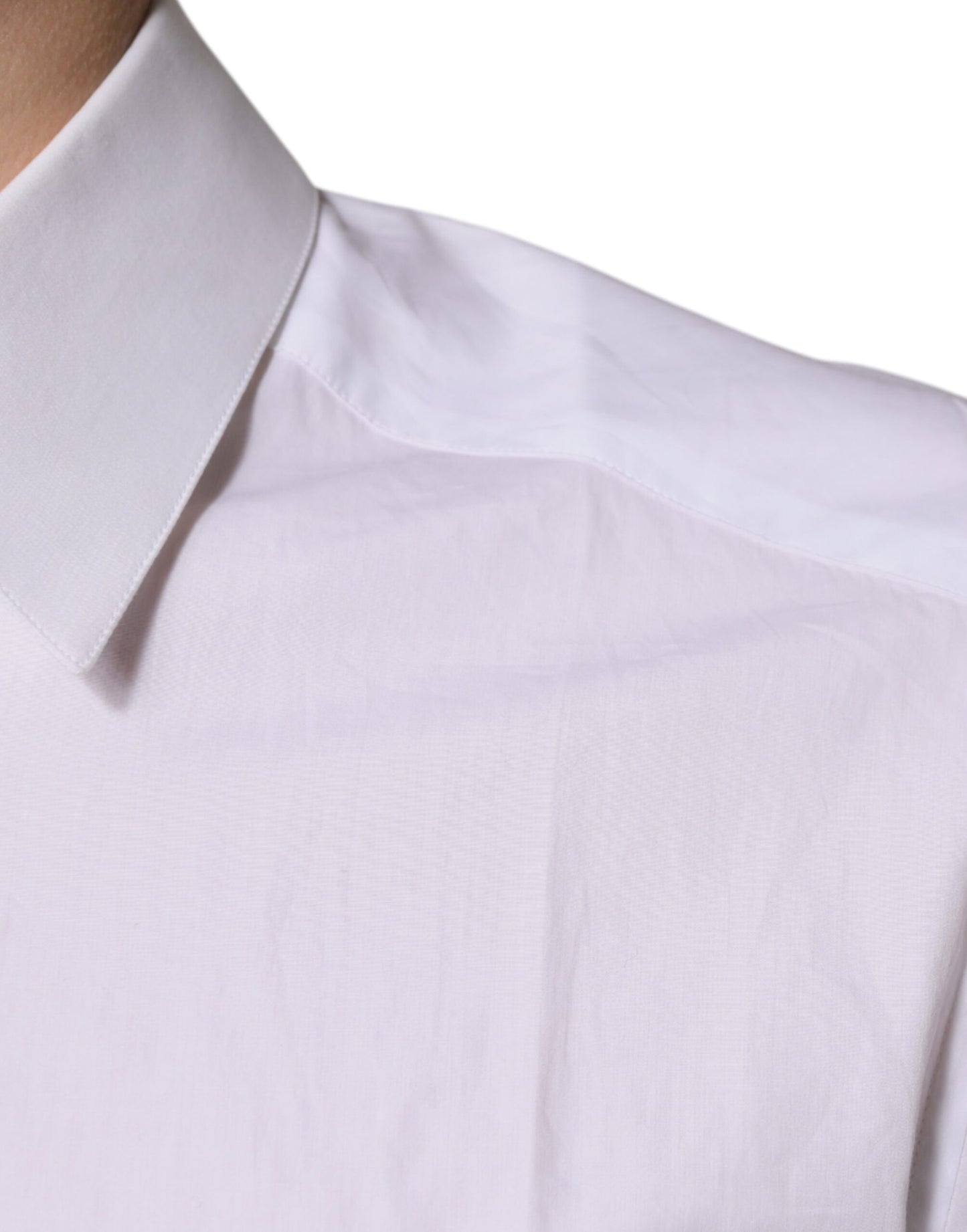 Chemise blanche à manches longues en coton doré