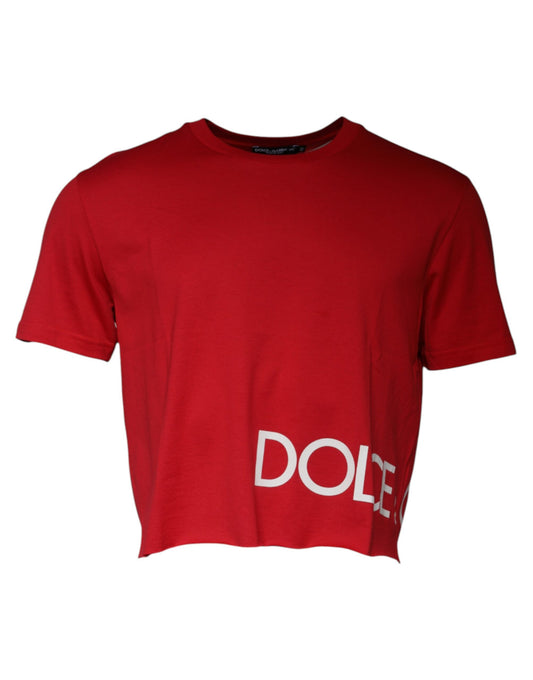 T-shirt court à col rond avec logo imprimé rouge