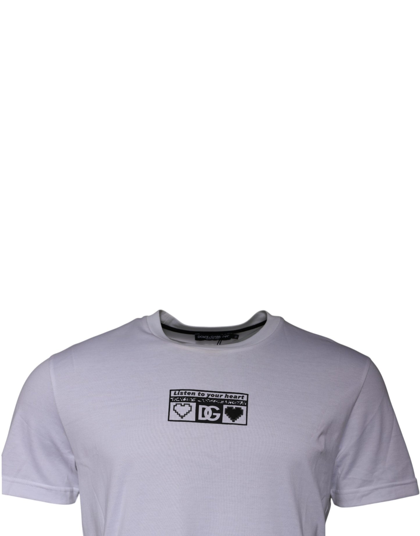 T-shirt col rond en coton blanc avec logo imprimé