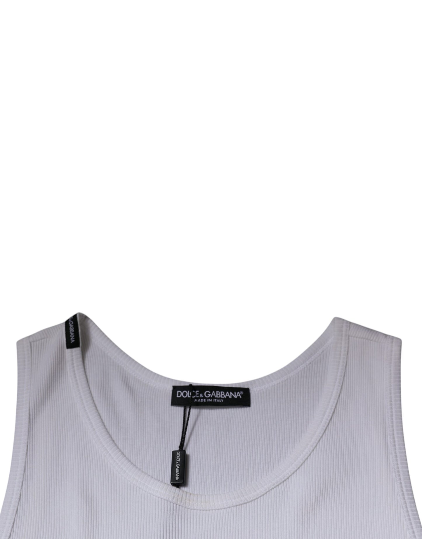 T-shirt débardeur col rond sans manches en coton blanc