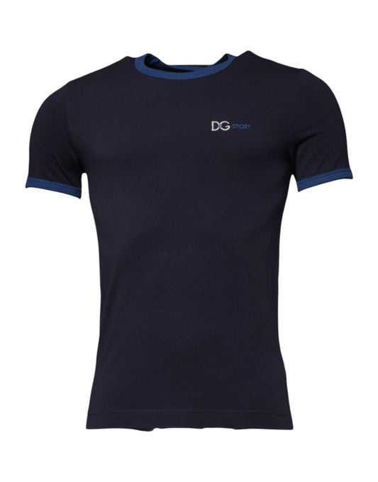 T-shirt ras du cou en coton extensible bleu