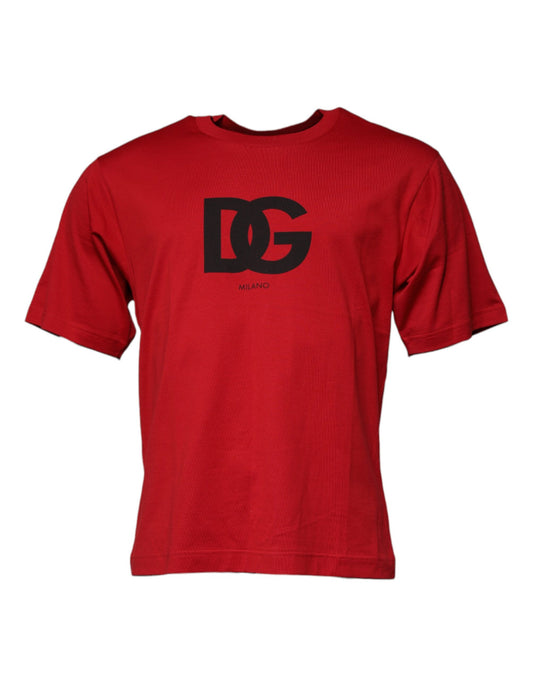 T-shirt col rond en coton avec logo imprimé rouge