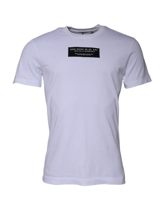T-shirt col rond en coton blanc avec logo imprimé