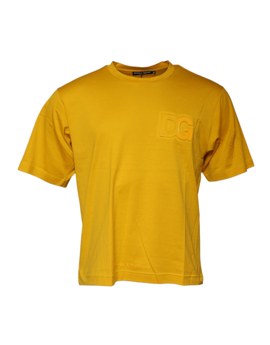 T-shirt à manches courtes et col ras du cou avec logo jaune foncé