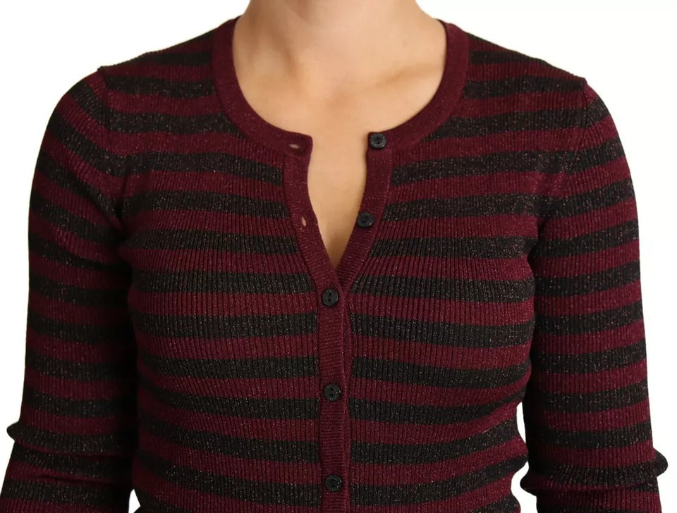 Pull cardigan rayé noir et rouge pour femme