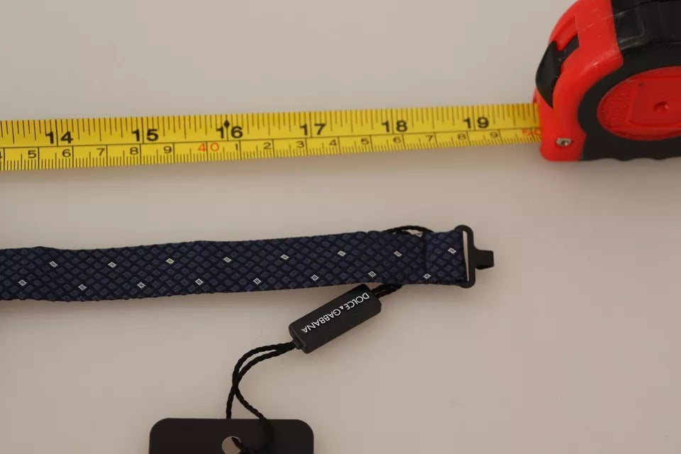 Pajarita ajustable de seda con estampado azul para hombre