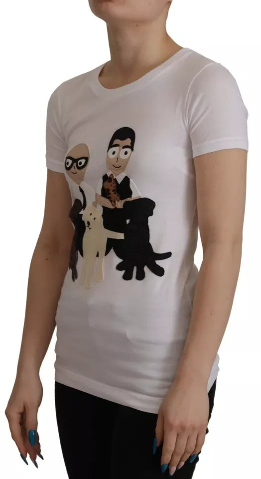 Camiseta blanca de algodón con parche #DGFamily