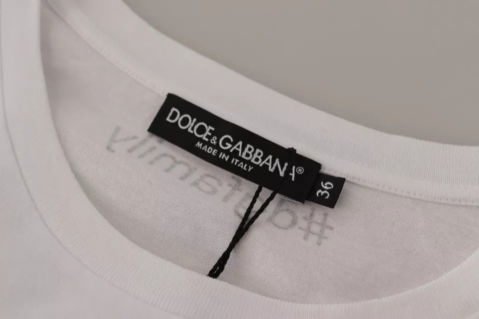 Camiseta blanca de algodón con parche #DGFamily