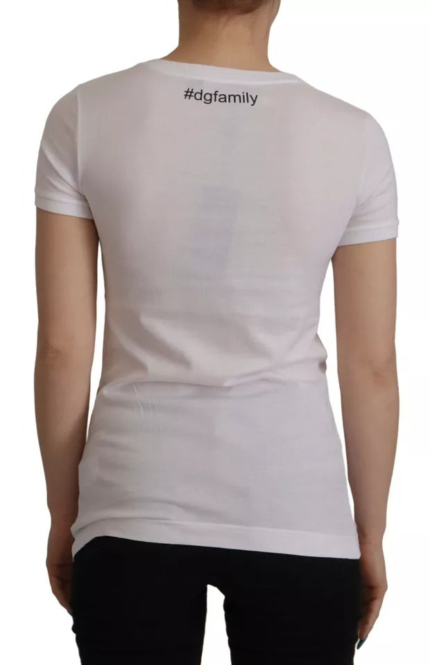 Camiseta blanca de algodón con parche #DGFamily
