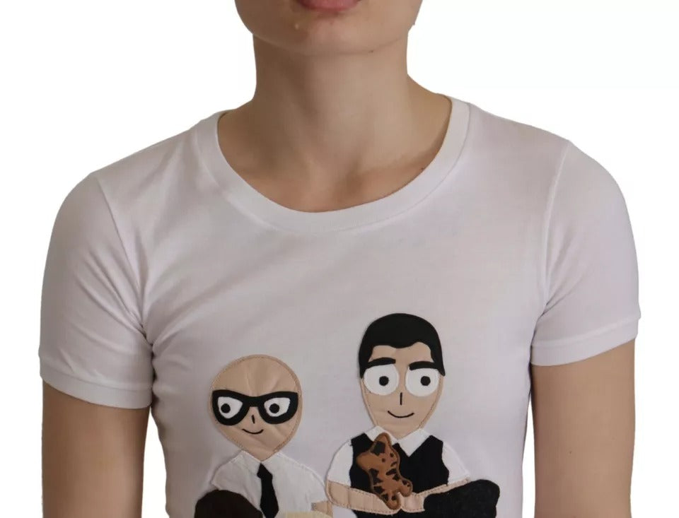 Camiseta blanca de algodón con parche #DGFamily
