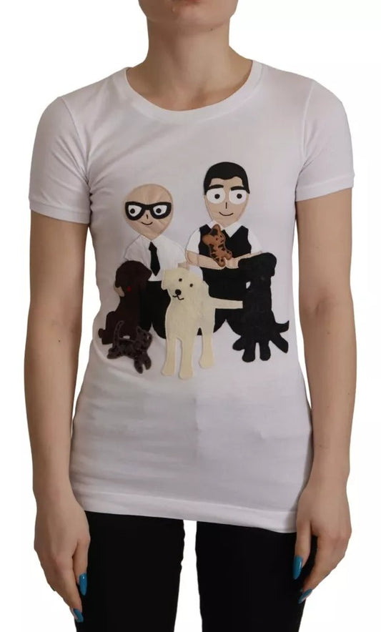 Camiseta blanca de algodón con parche #DGFamily