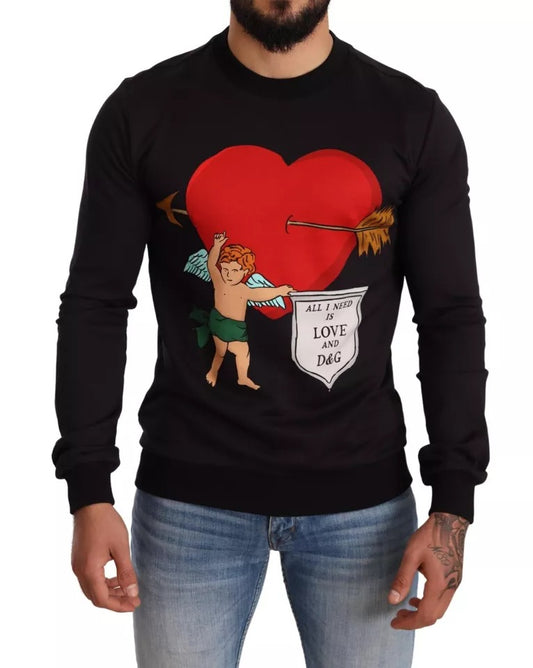 Sweat-shirt à capuche imprimé Cupidon noir
