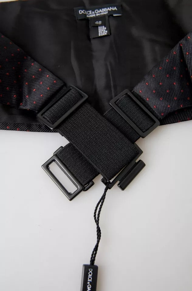 Ceinture de smoking en soie noire à pois