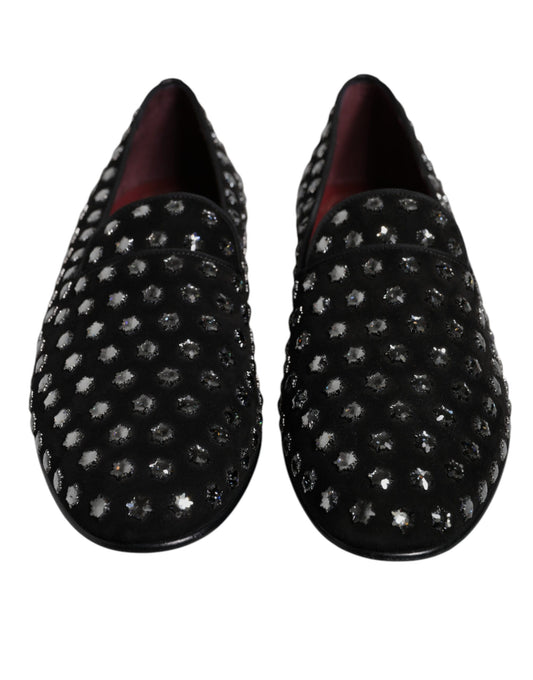 Mocasines negros con cristales adornados