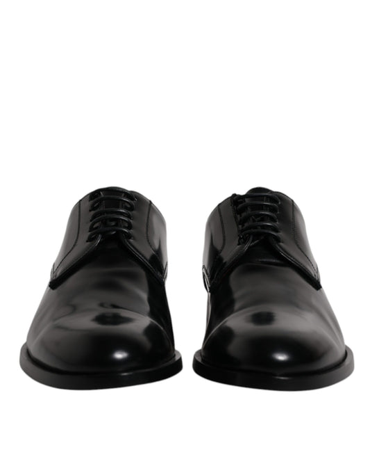 Zapatos Derby de vestir formales con cordones de piel de becerro negra