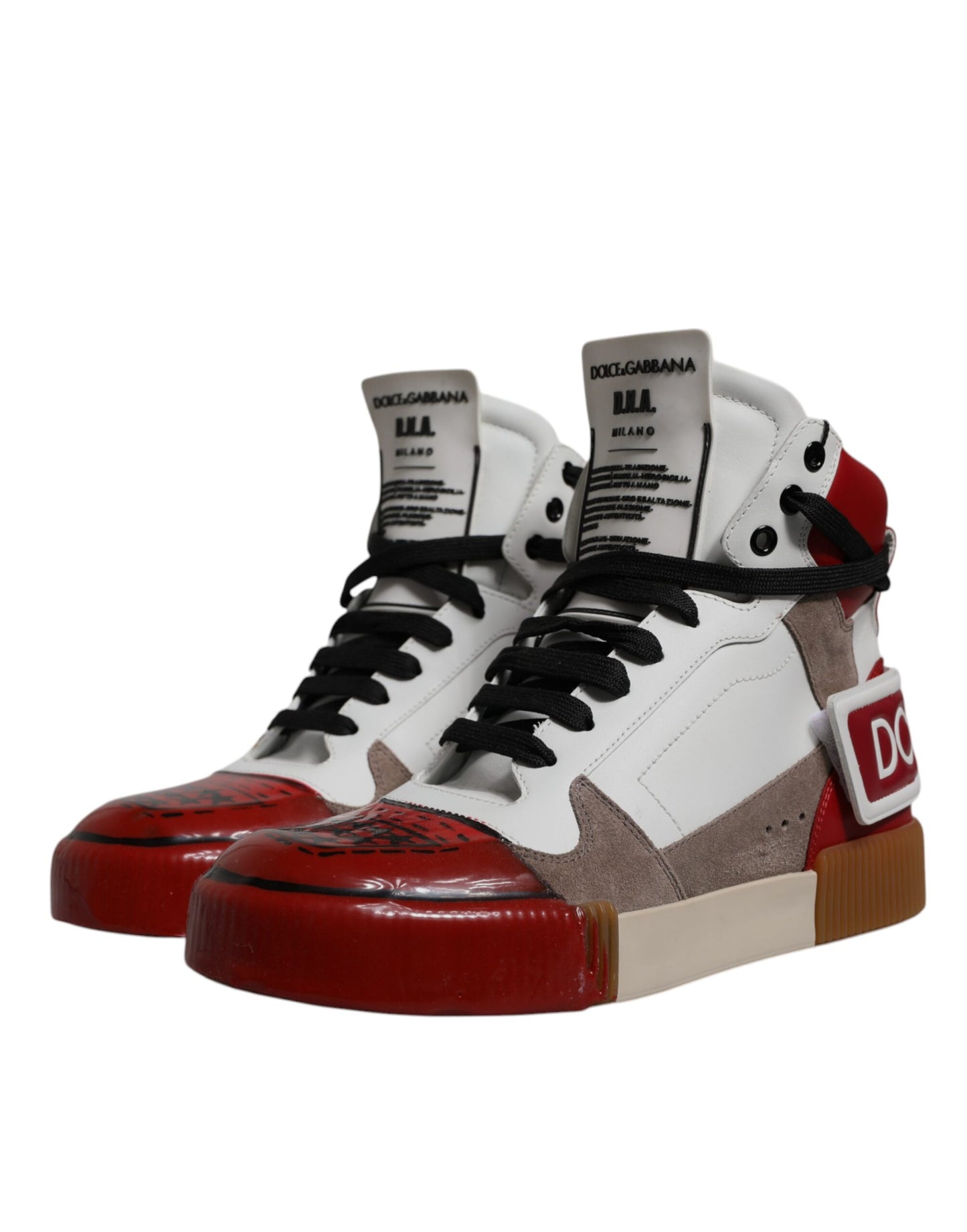 Baskets montantes en cuir multicolore