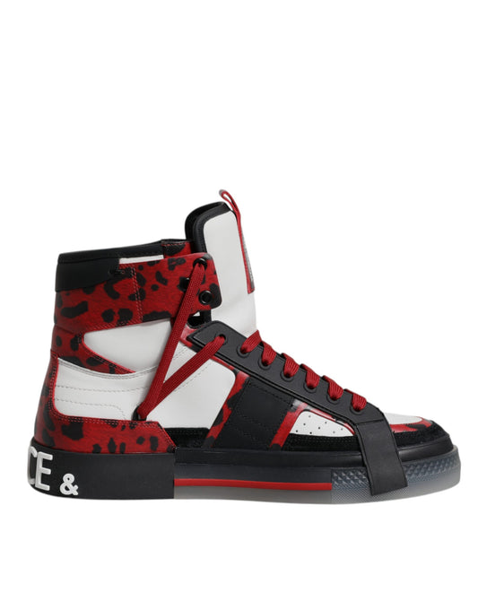 Baskets montantes en cuir multicolore