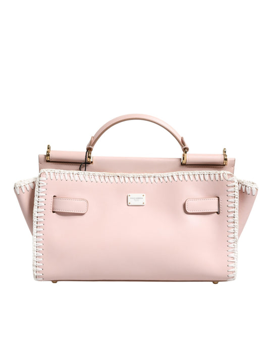 Sac bandoulière en cuir souple rose clair avec plaque logo