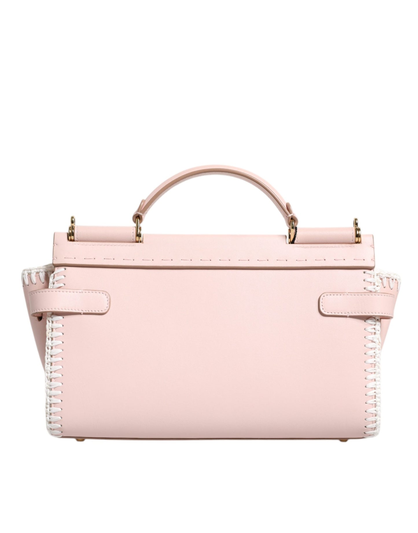 Sac bandoulière en cuir souple rose clair avec plaque logo