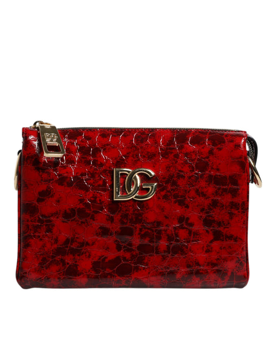 Sac bandoulière en cuir exotique rouge avec logo DG pour femme