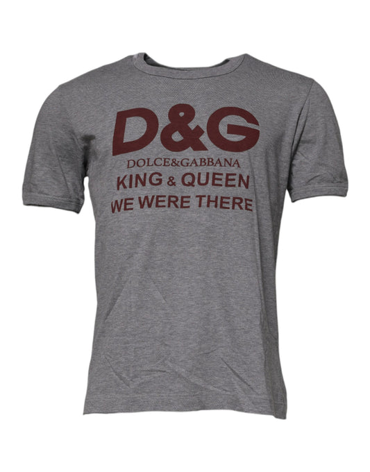 T-shirt ras du cou en coton gris avec logo imprimé pour homme