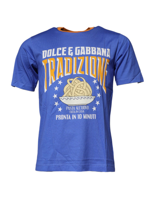 T-shirt ras du cou en coton à imprimé graphique bleu